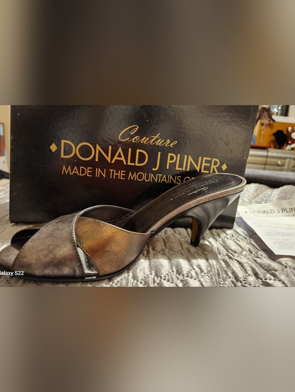 PRELOVED Donald J Pliner Size 8.5 Bronze & Pewter Open-Toe Mule